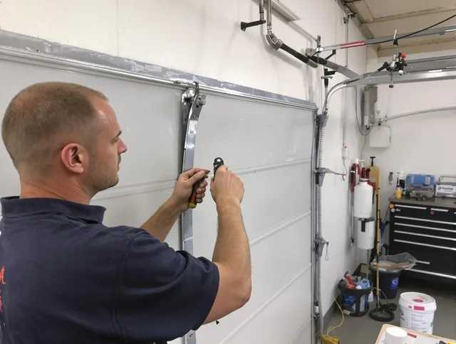 Before and after garage door dent repair by Middletown Garage Door Repair in Middletown