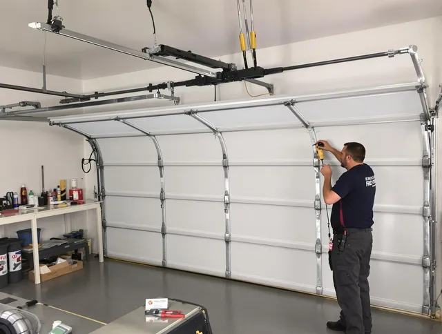 Middletown Garage Door Repair certified technician performing overhead door system repair in Middletown