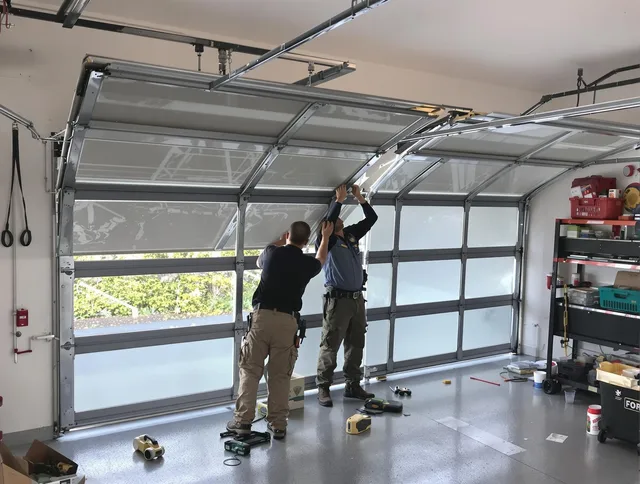 Middletown Garage Door Repair expert performing precise panel replacement on Middletown garage door